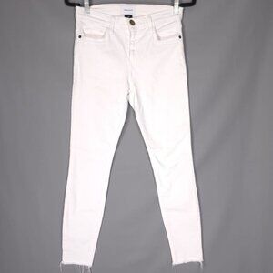 CURRENT ELLIOTT Women’s THE STILETTO SUGAR RELEASED HEM Jeans White USA MADE‎ 28